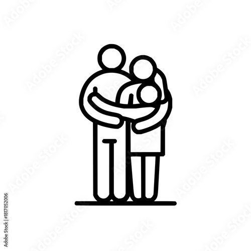 Family love and care icon vector illustration showing father mother and child hugging each other tightly design