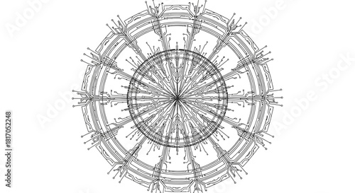Scientific illustration of a simulated Higgs boson particle decay event from a particle accelerator.