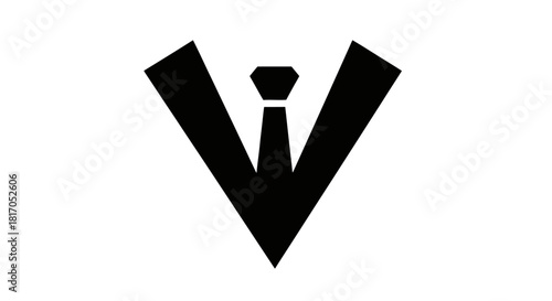 A black and white logo featuring a stylized letter V with a tie, representing professionalism and formal attire.