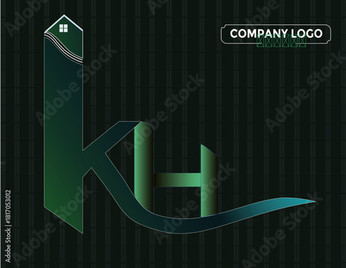 KH Letter Logo – company logo Monogram for Real Estate & Home Branding