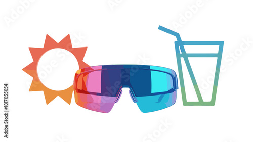 Summer essentials: Sunglasses, Sun and Drink. 