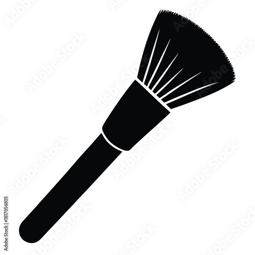 makeup brush black and white silhouette on white background