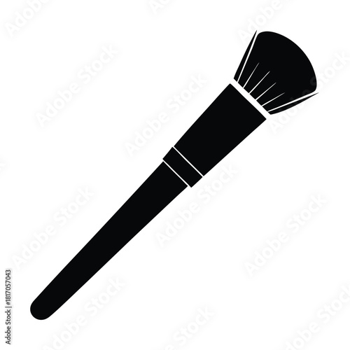 makeup brush black and white silhouette on white background