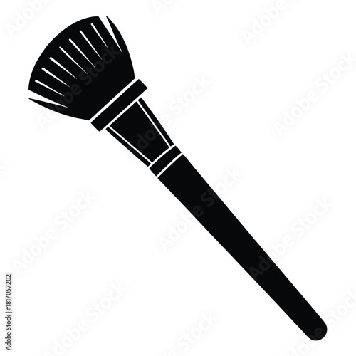 makeup brush black and white silhouette on white background