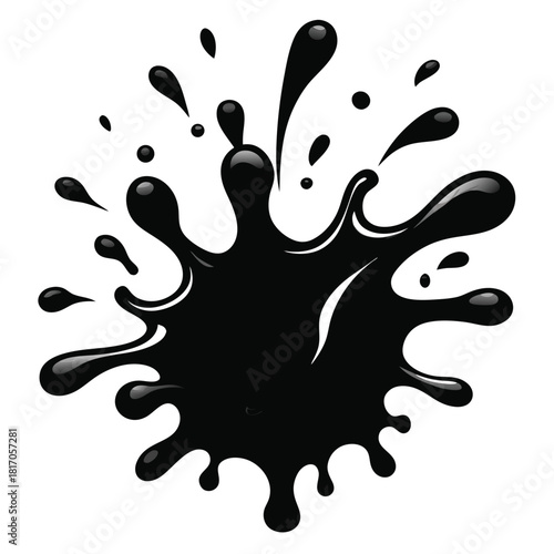 liquid splash black and white silhouette on white background