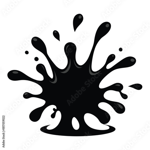 liquid splash black and white silhouette on white background
