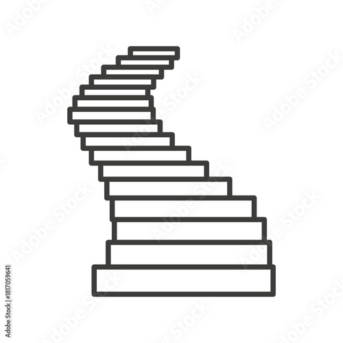 Long rising of stairs linear icon