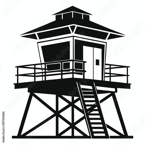 lifeguard tower silhouette vector safeguard tower
