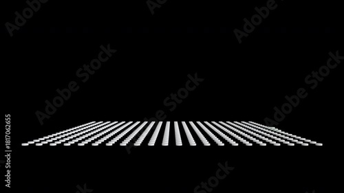 3D animation of a graph made of cylinders with a gray and green gradient effect. Ideal for representing economic and investment indices.