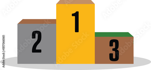 Cubed Winner Podium for First Second Third Place, Competition or Award Ceremony Pedestal, Simple Ranking Stage Vector Graphic Illustration.