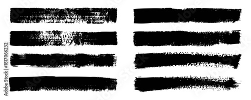 Vector grungy paint brush strokes collection. Calligraphy straight smears, stamp, lines.