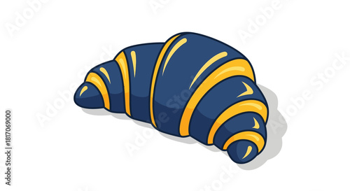 Colorful cartoon croissant: playful bakery delight with shadow