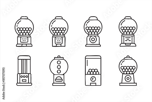 Minimal vector gumball machine symbols for branding and graphic templates