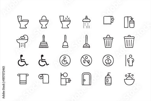 Toilet, washroom, and accessibility icons for facilities and signage
