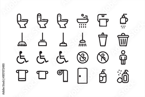 Clean vector illustrations of soap, tissue, and hygiene supplies