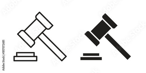 Gavel icon in filled, thin line, stroke style for website and apps