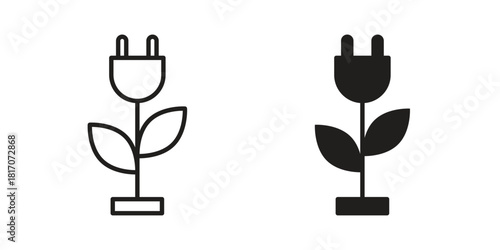 Green energy icon in filled, thin line, stroke style for website and apps