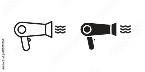 Hair dryer icon in filled, thin line, stroke style for website and apps