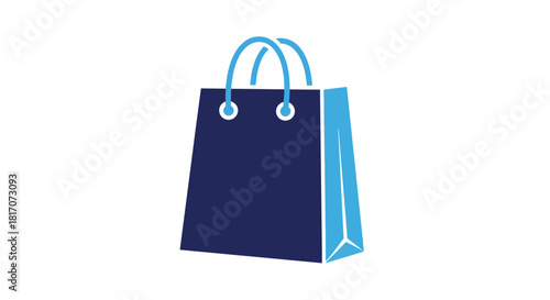 Modern shopping bag icon design in minimalist blue tones