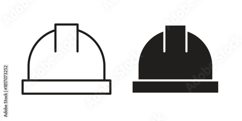 Helmet icon in filled, thin line, stroke style for website and apps