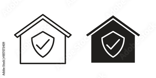 Home insurance icon in filled, thin line, stroke style for website and apps