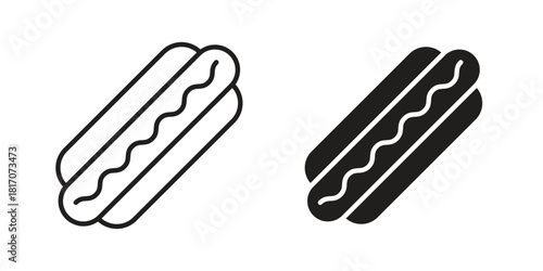 Hot dog icon in filled, thin line, stroke style for website and apps