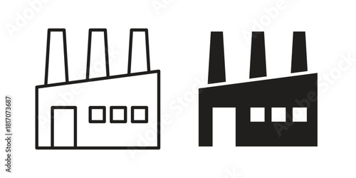 Industrial factory icon in filled, thin line, stroke style for website and apps