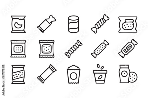 Sweet and savory snack illustrations for menus and product materials