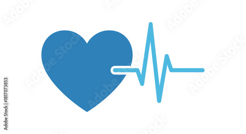 Heart and ecg pulse design in blue: modern symbol of health and medicine
