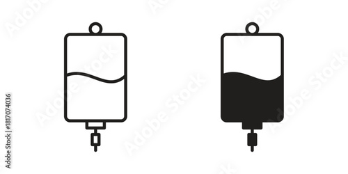 IV bag icon in filled, thin line, stroke style for website and apps