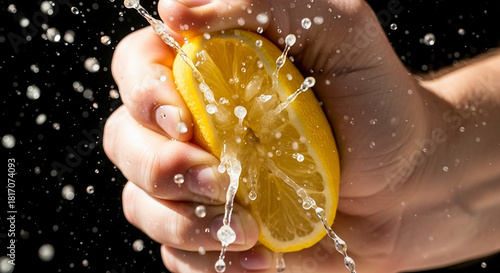 A person squeezing a lemon