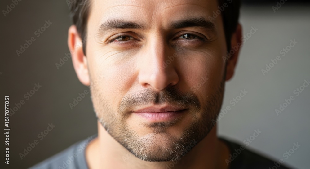 Obraz premium Close-up Portrait of a Confident Young Man with Gentle Expression