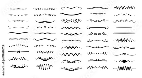 A diverse collection of elegant black vector dividers and decorative line separators offers versatile design elements for various creative projects and digital documents.