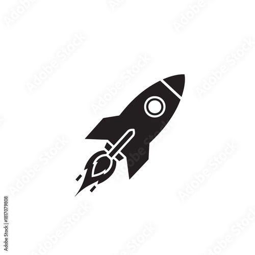 Minimalist rocket icon symbolizing space technology and innovation.