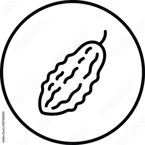 Illustrator Bitter melon vegetable icon in circle design Silhouette vector