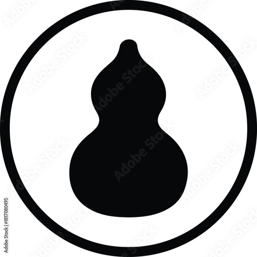 Illustrator Calabash gourd icon inside circle frame Silhouette vector