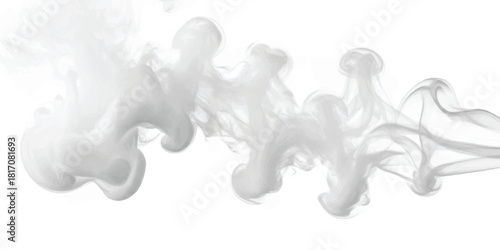 Soft white smoke or liquid trails creating fluid abstract shapes and patterns