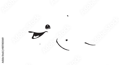 Minimalist line drawing of a smiling abstract face.