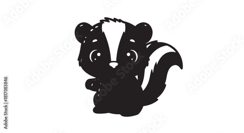 Cute cartoon squirrel with fluffy tail in bold silhouette style.
