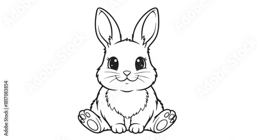 Playful illustrated baby rabbit sitting with curious expression.