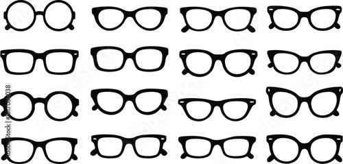 Various stylish eyeglasses designs in multiple shapes and styles for fashion enthusiasts and designers 
