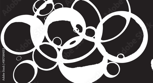 Whimsical black and white illustration of a cute animal head character with ears and whiskers.