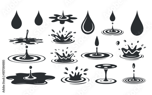 Water Drops and Splashes Collection in Vector Format