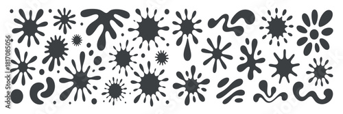 Monochrome Paint Splashes Collection on Transparent Backdrop