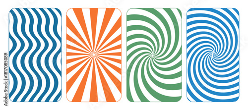 Trendy Wave and Ray Backgrounds on Transparent