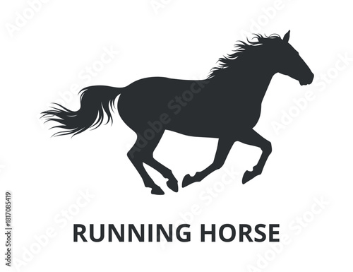 Running horse with text on transparent background