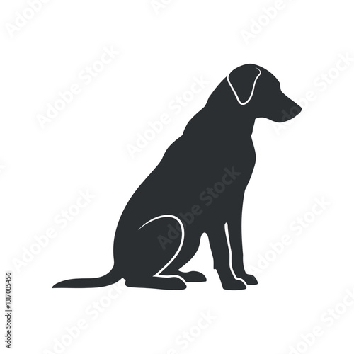 Silhouette of labrador dog sitting on transparent background