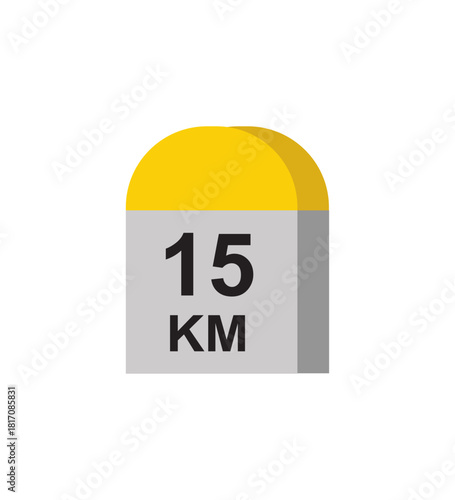 destination mile stone 15 km small stone landmark the roadside roadside distance detailed, vector illustration
