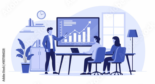 Business Meeting Analyzing Growth Chart In An Office Environment