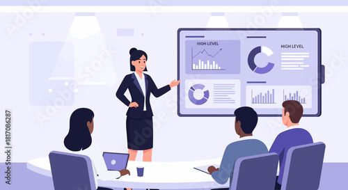 Business Presentation By Confident Woman At The Modern Office